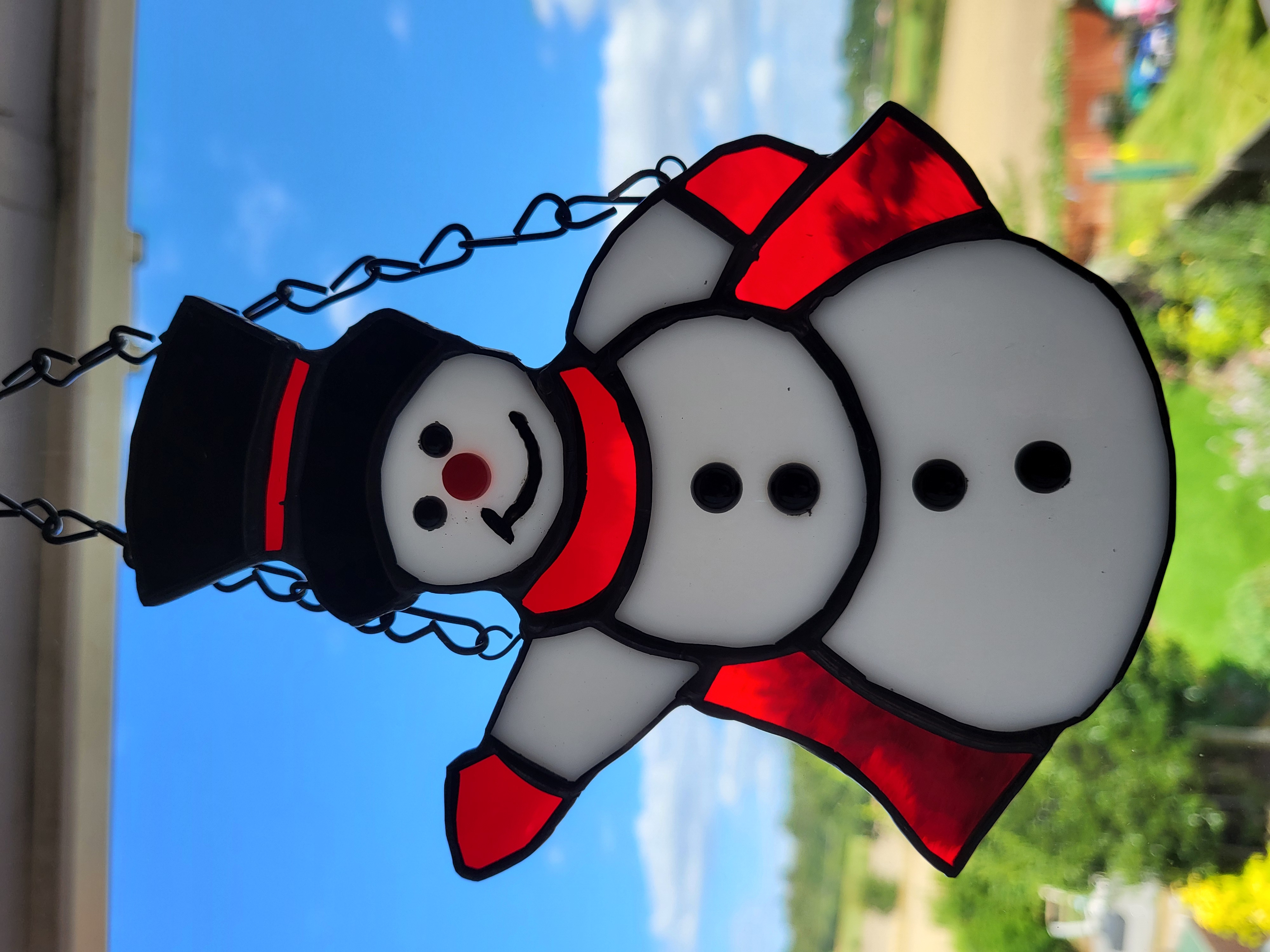 Snowman in top hat suncatcher