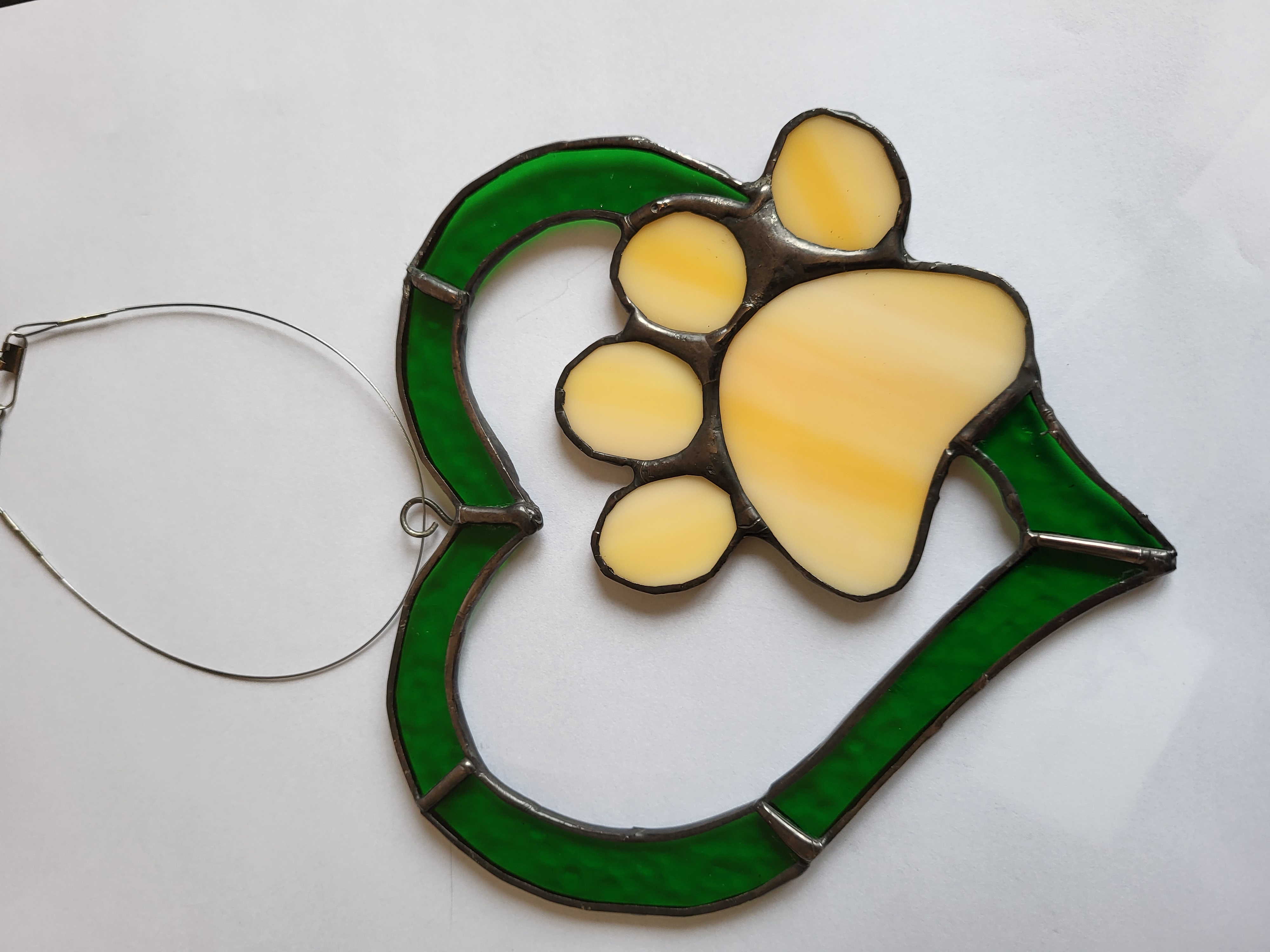 Stained Glass Paw Print Ornament