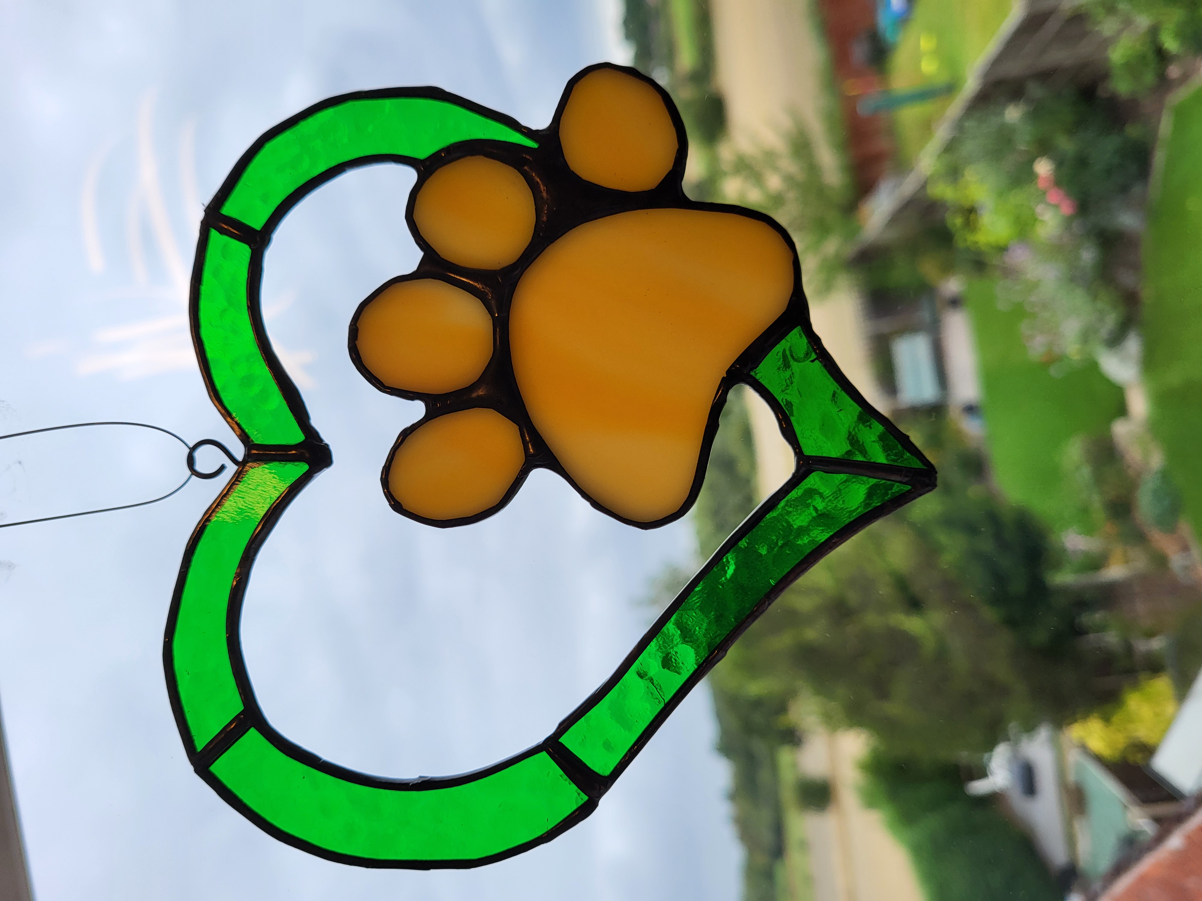 Stained Glass Paw Print Ornament