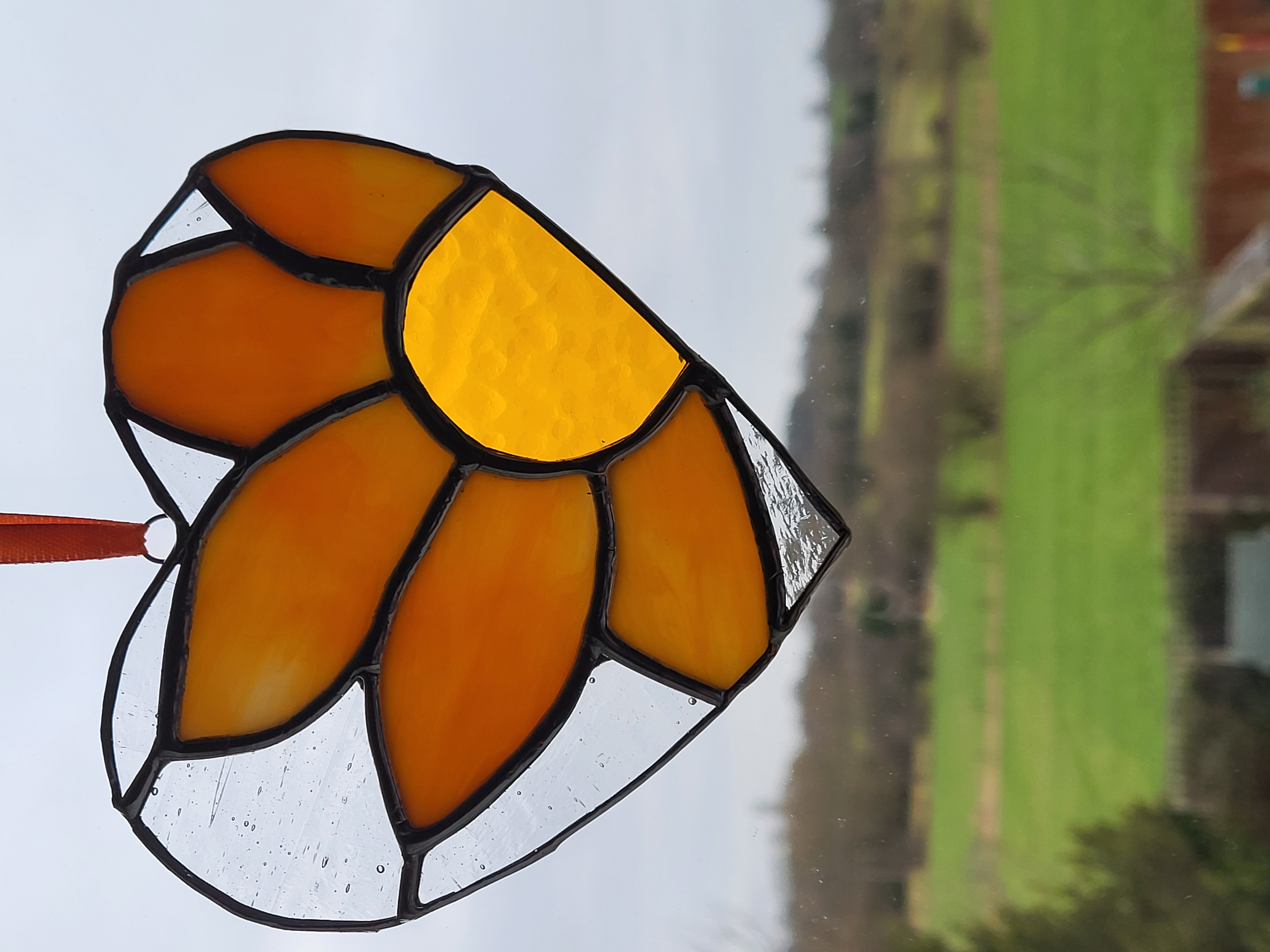 Stained Glass Sunflower heart