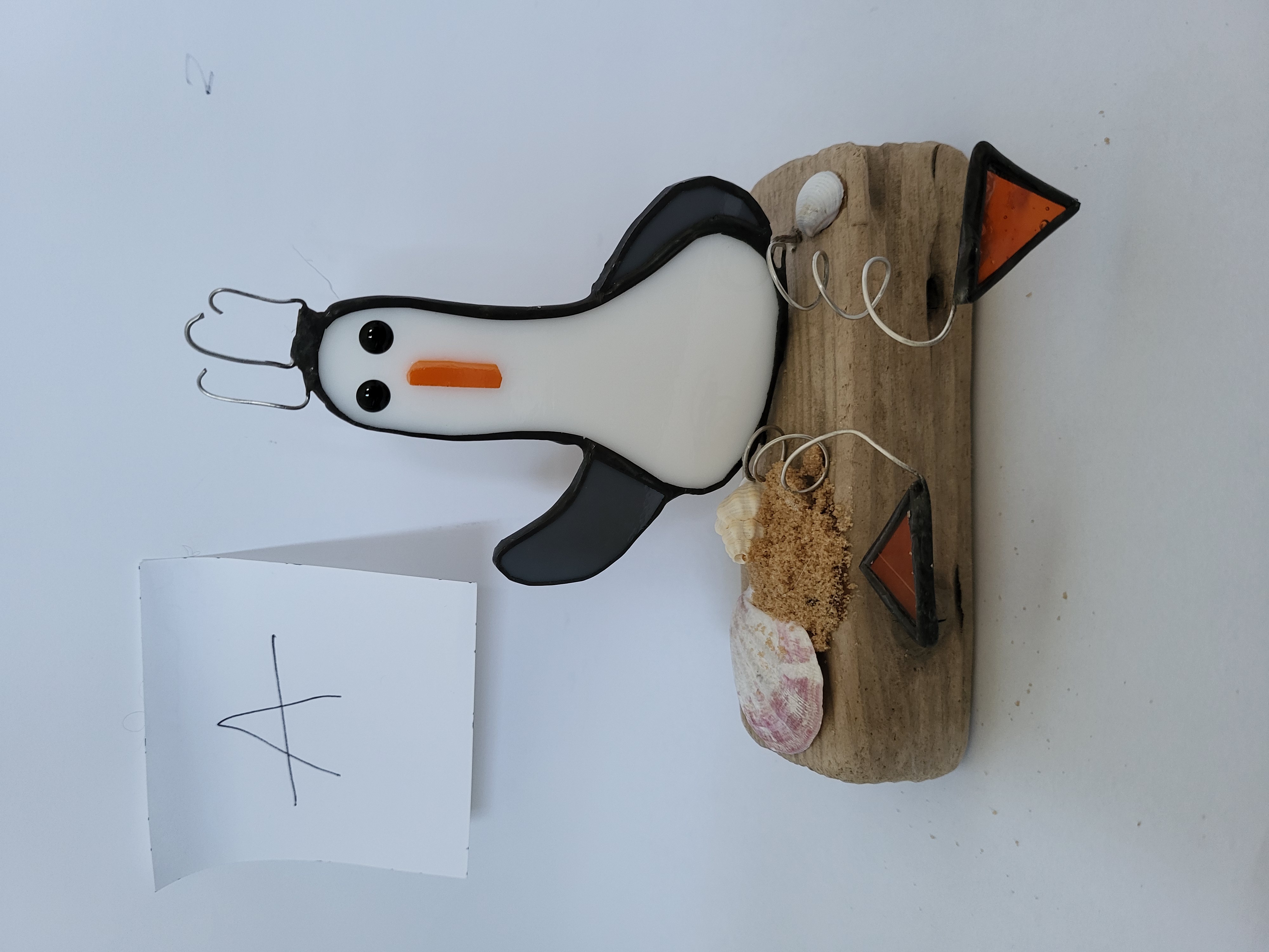 Seagulls on driftwood 