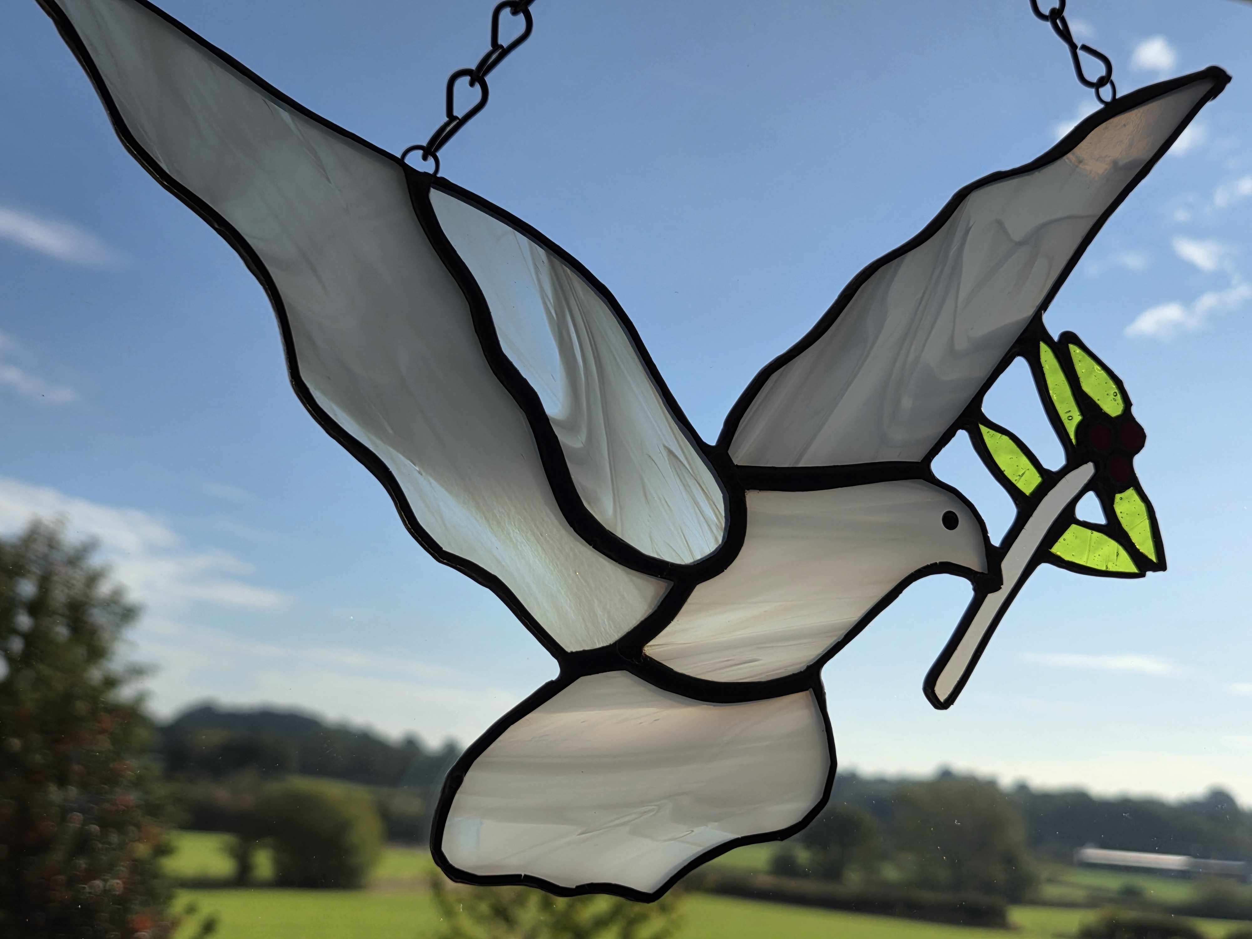 Stained Glass Dove Suncatcher