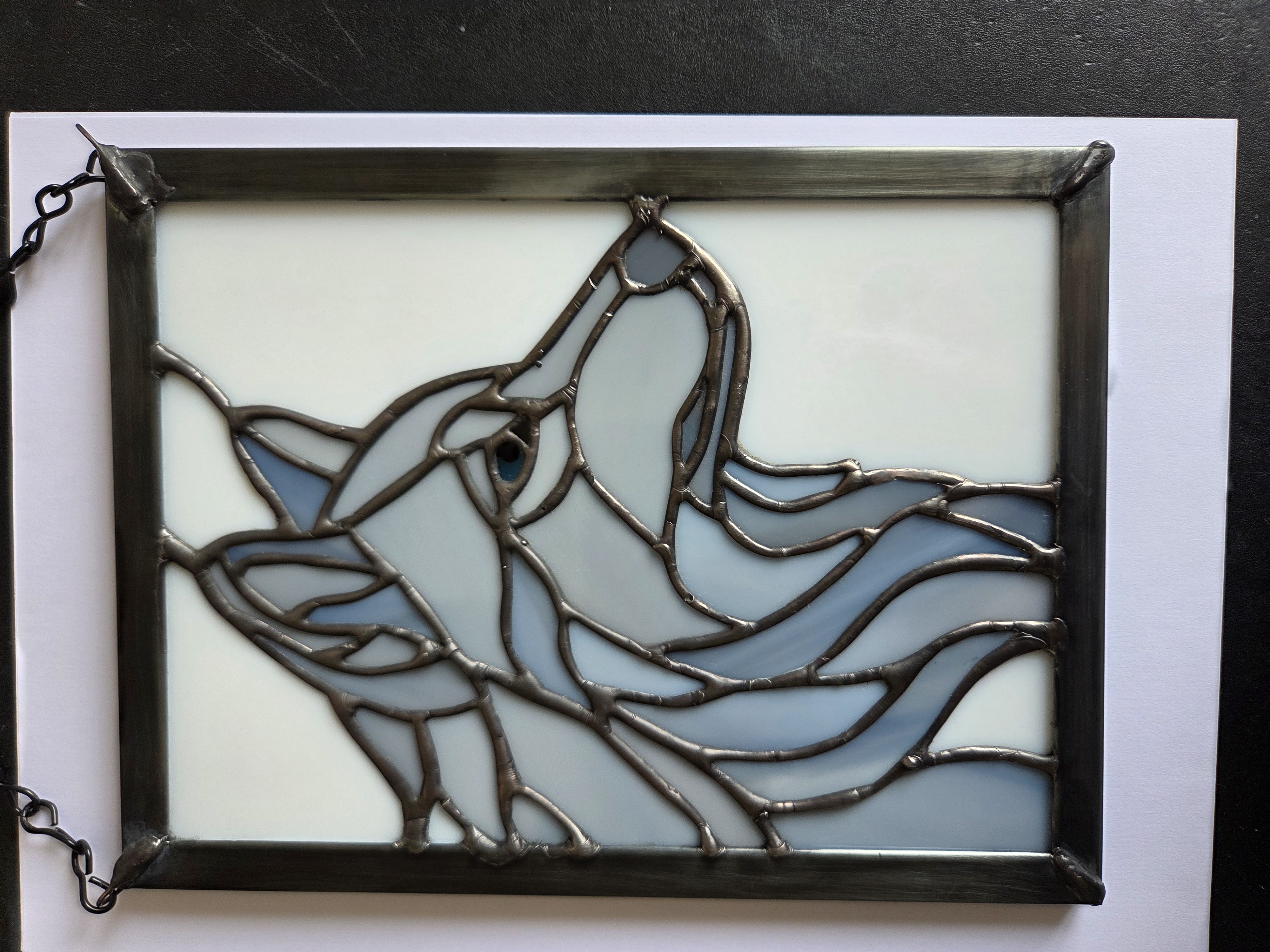Stained Glass Wolf Art Panel