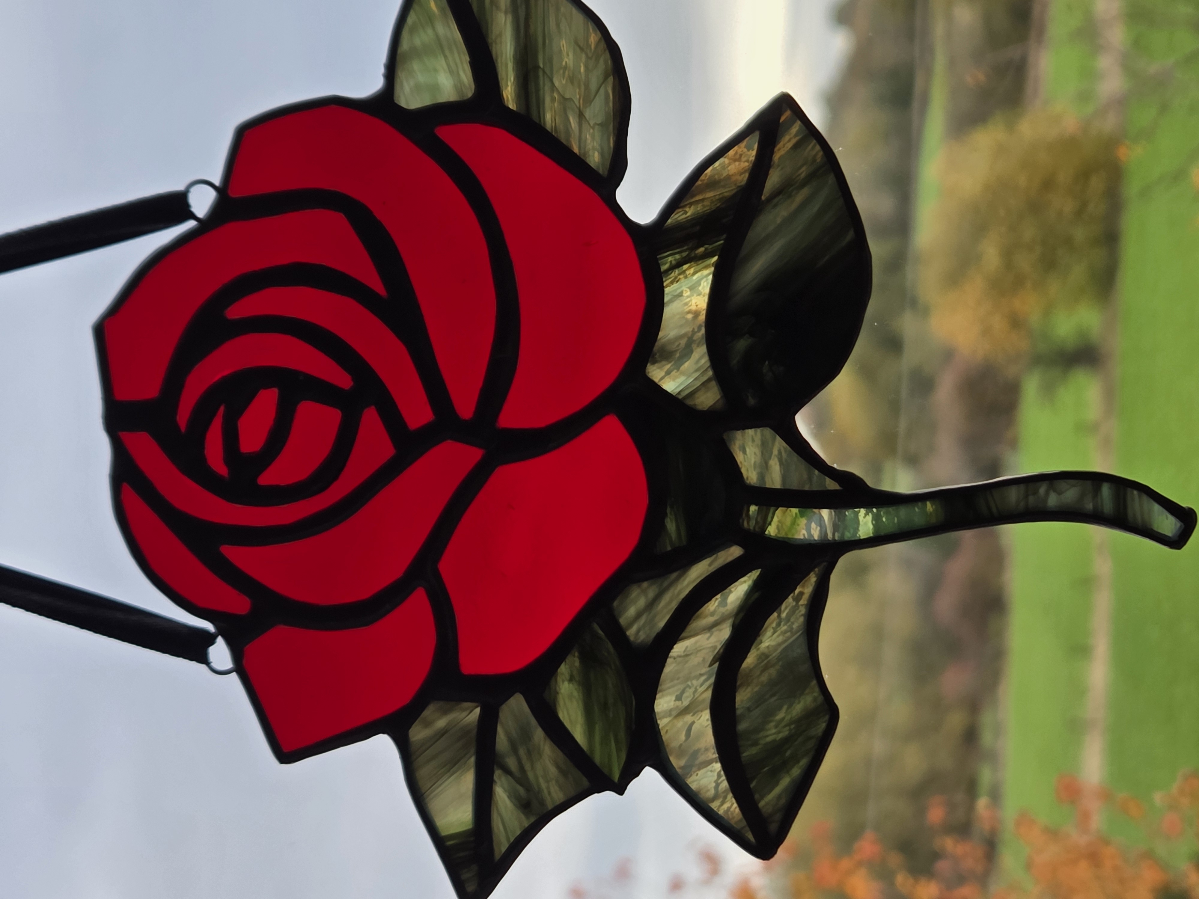 Stained Glass Rose suncatcher 