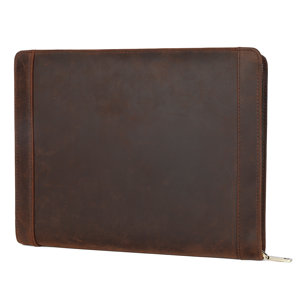 Small Vintage Portfolio/Zipper Faux Leather Portfolio, Book Style Hardback Design, Business & Interview Padfolio 