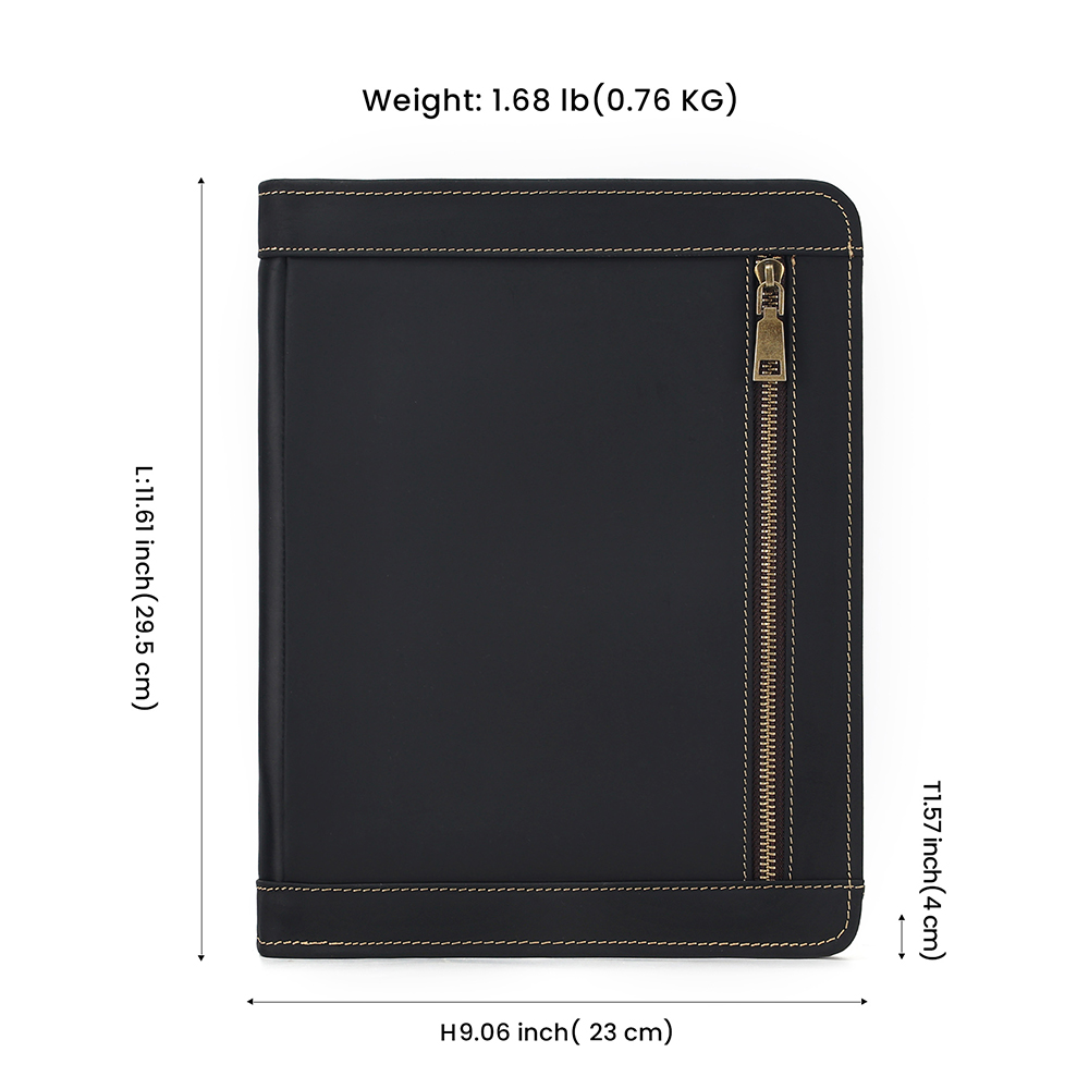 Portfolio Business Padfolio Folder with Zipper, Conference Meeting Executive File Legal Document Organizer with Pockets Letter Size A4 Writing Pad Notepad Padfolio