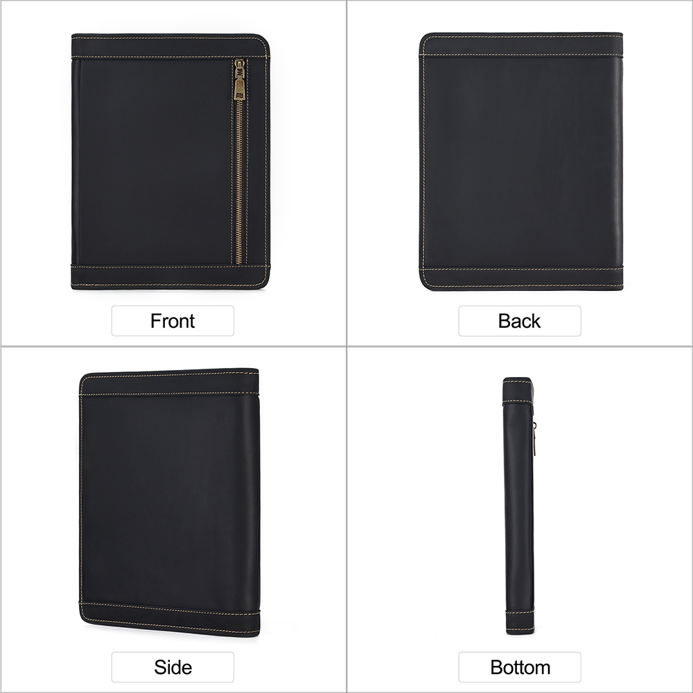 Portfolio Business Padfolio Folder with Zipper, Conference Meeting Executive File Legal Document Organizer with Pockets Letter Size A4 Writing Pad Notepad Padfolio