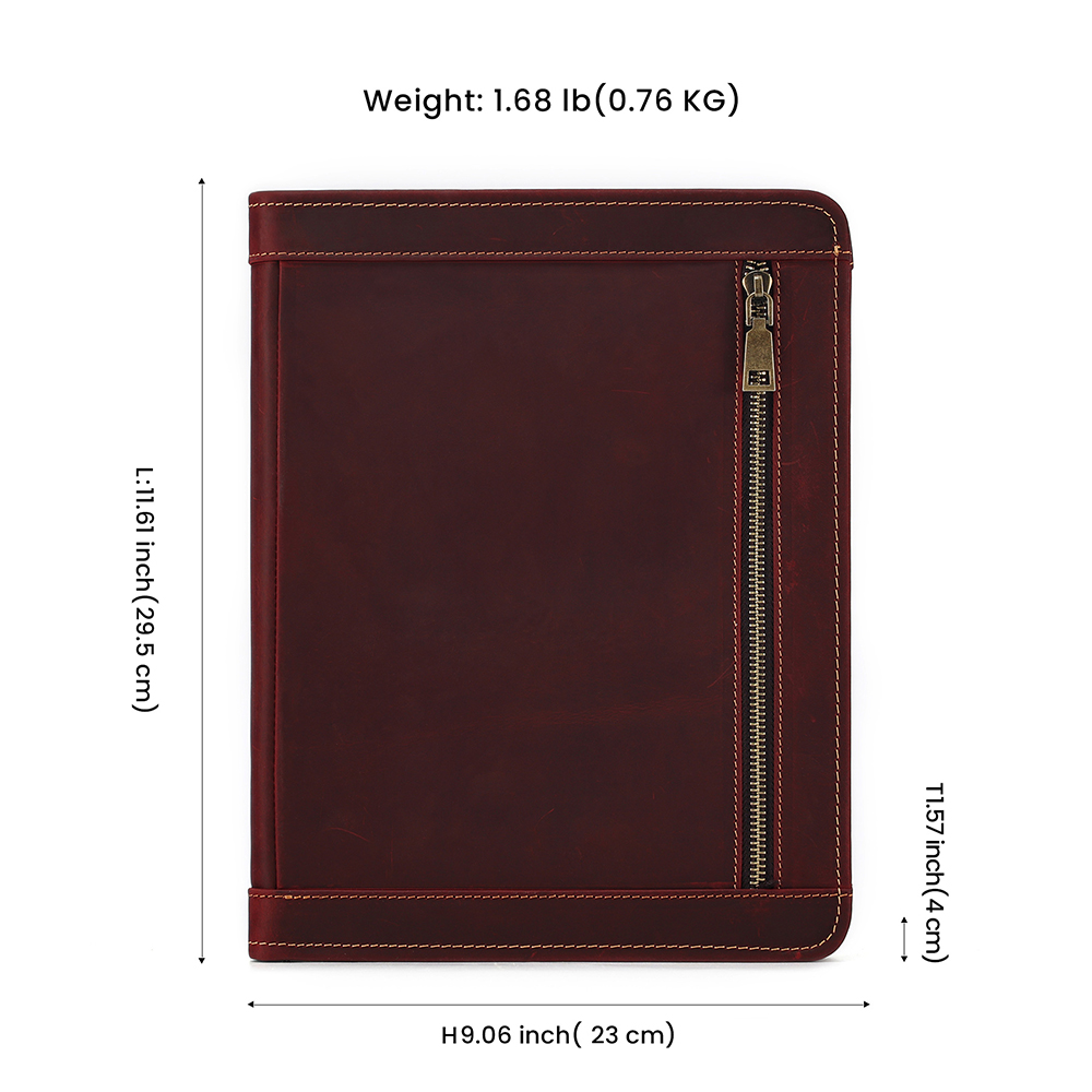 Portfolio Business Padfolio Folder with Zipper, Conference Meeting Executive File Legal Document Organizer with Pockets Letter Size A4 Writing Pad Notepad Padfolio