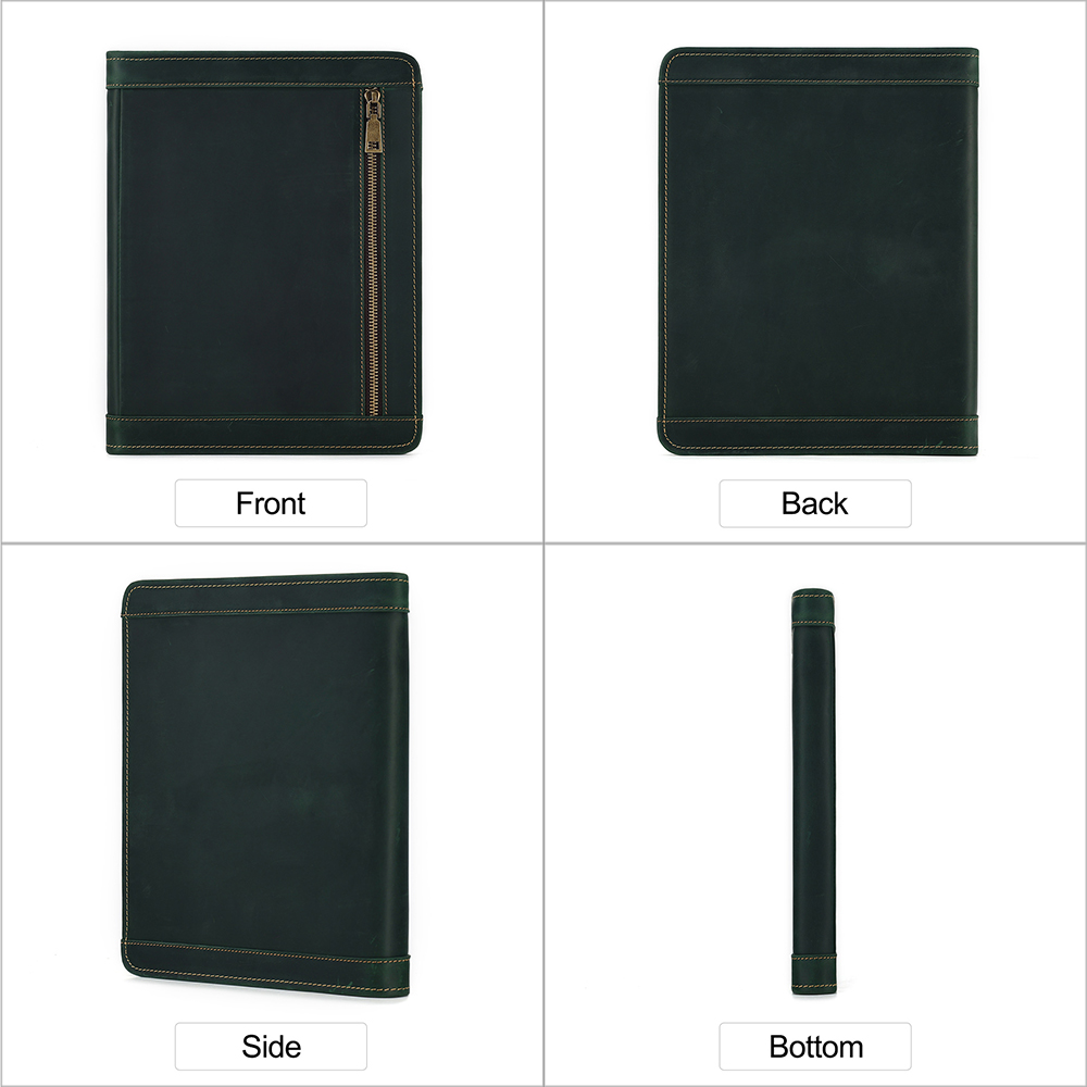 Portfolio Business Padfolio Folder with Zipper Bundle with A4 Leather Padfolio Clipboard