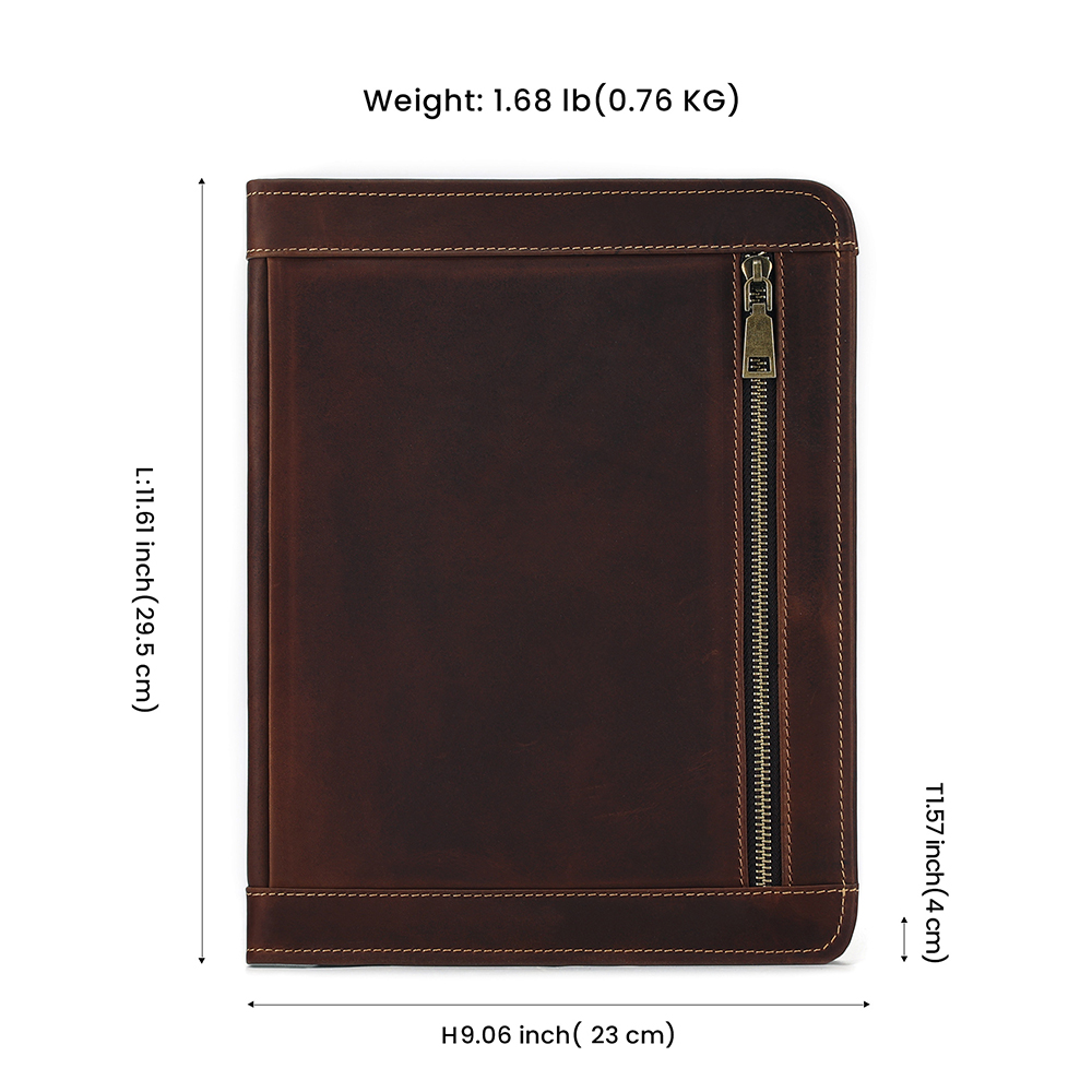 Portfolio Business Padfolio Folder with Zipper, Conference Meeting Executive File Legal Document Organizer with Pockets Letter Size A4 Writing Pad Notepad Padfolio