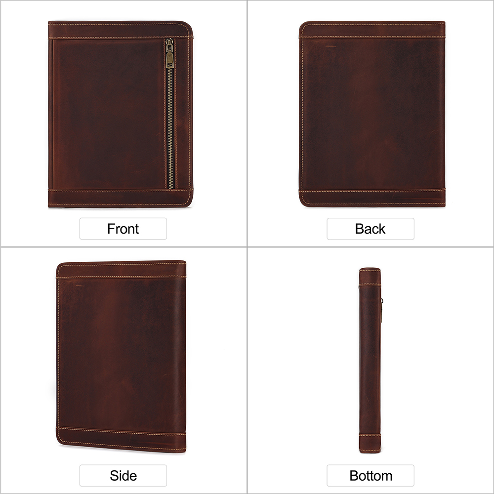 Portfolio Business Padfolio Folder with Zipper, Conference Meeting Executive File Legal Document Organizer with Pockets Letter Size A4 Writing Pad Notepad Padfolio