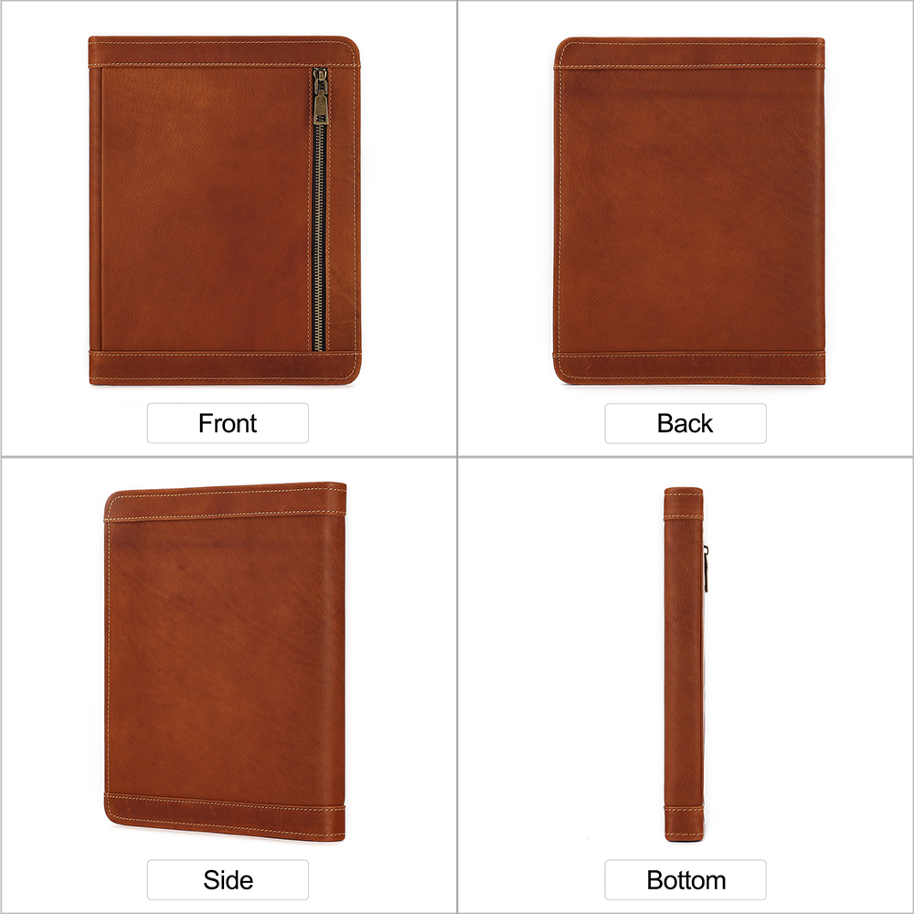 Portfolio Business Padfolio Folder with Zipper, Conference Meeting Executive File Legal Document Organizer with Pockets Letter Size A4 Writing Pad Notepad Padfolio