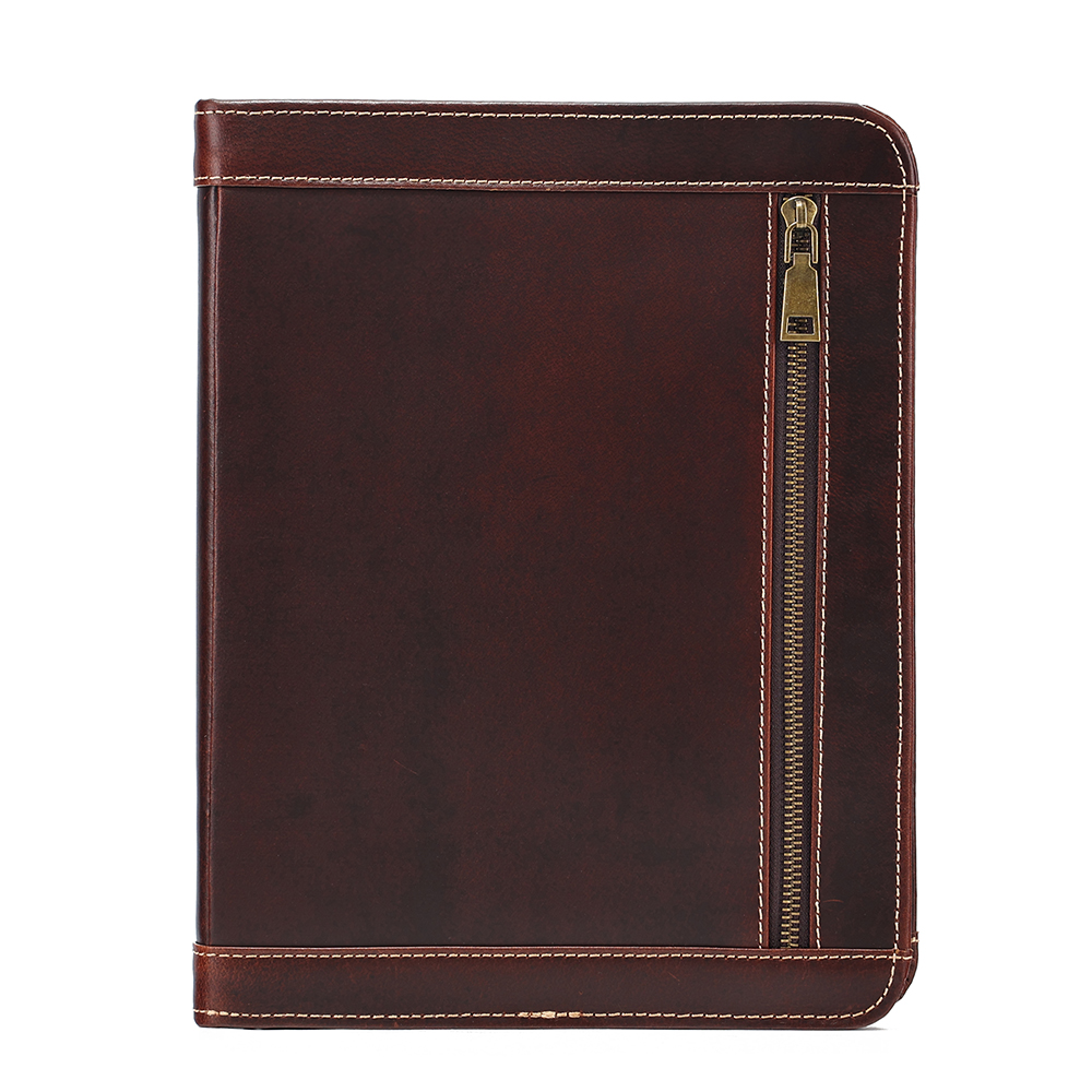 Leather Portfolio with handle, Lightweight Carrying Case with Pocket fits up to 15-inch Laptop, with Legal Pad holder, Zippered Padfolio Folder Organizer
