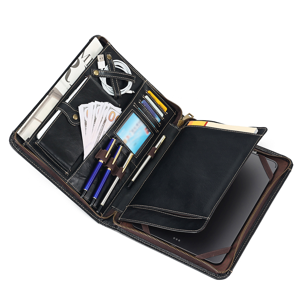 ProCase Portfolio Business Padfolio Folder with Zipper, Conference Meeting Executive File Legal Document Organizer with Pockets Letter Size A4 Writing Pad Notepad Padfolio