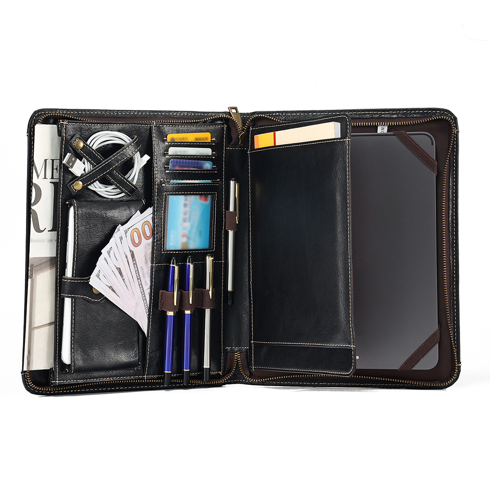 ProCase Portfolio Business Padfolio Folder with Zipper, Conference Meeting Executive File Legal Document Organizer with Pockets Letter Size A4 Writing Pad Notepad Padfolio