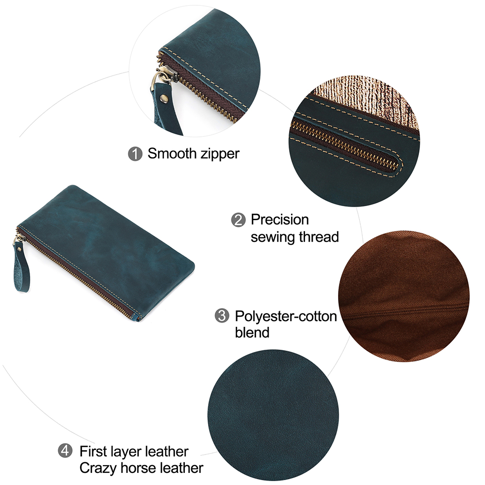 Real Crazy Horse Leather Unisex Coin Purse 