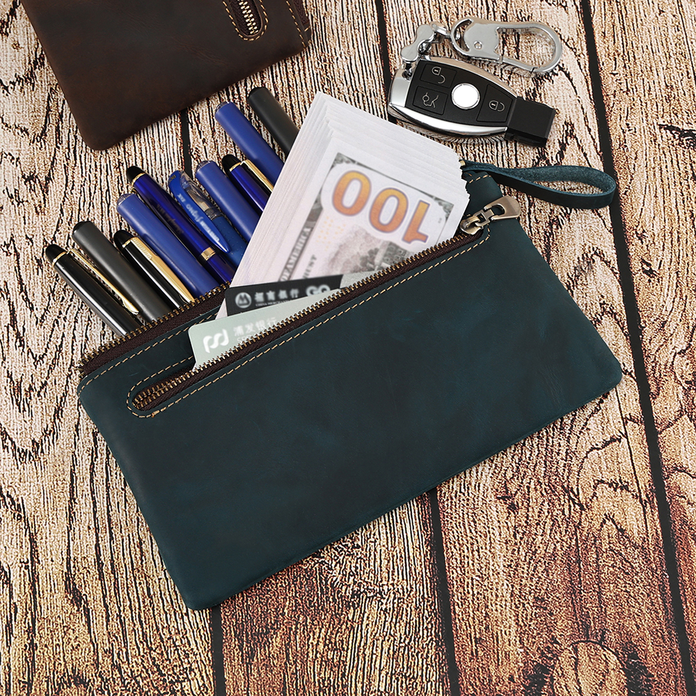 Real Crazy Horse Leather Unisex Coin Purse 