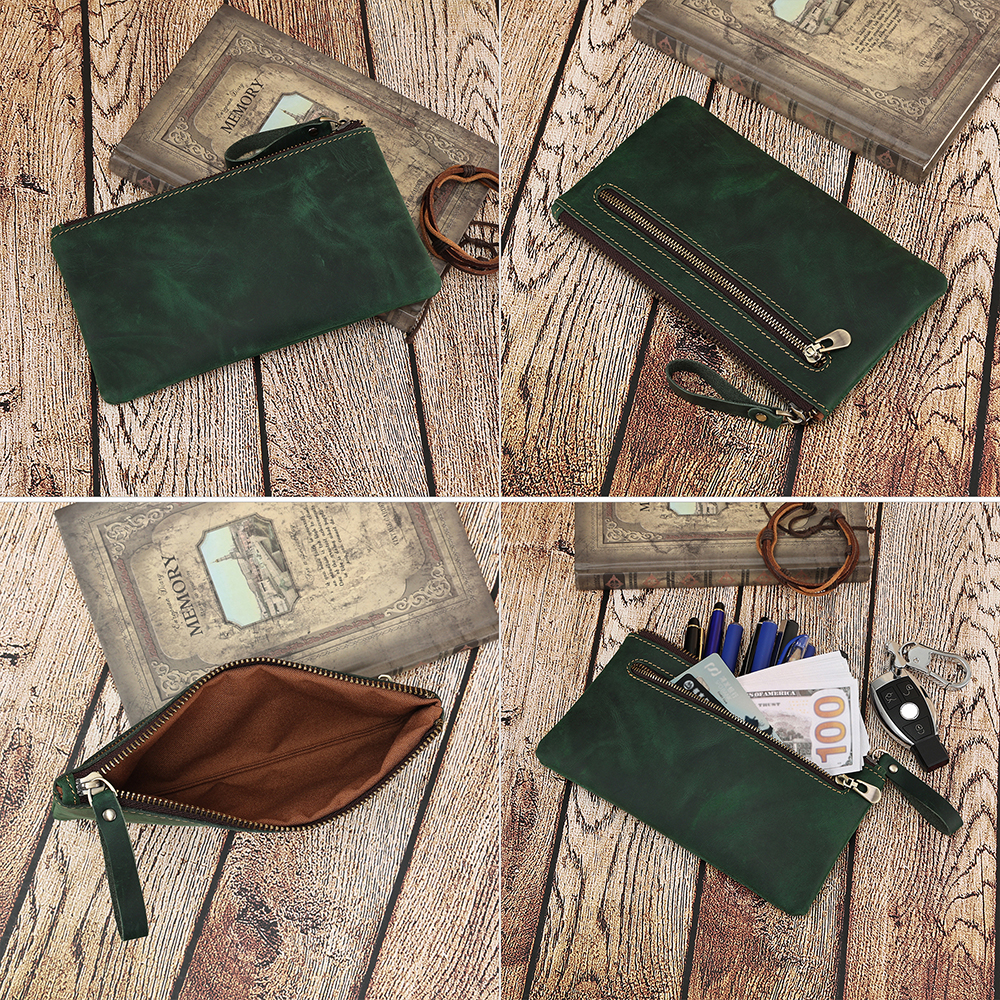 Real Crazy Horse Leather Unisex Coin Purse 