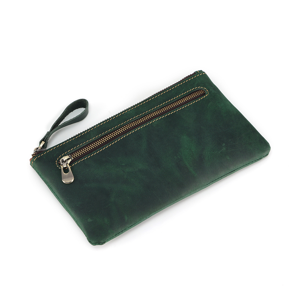 Real Crazy Horse Leather Unisex Coin Purse 