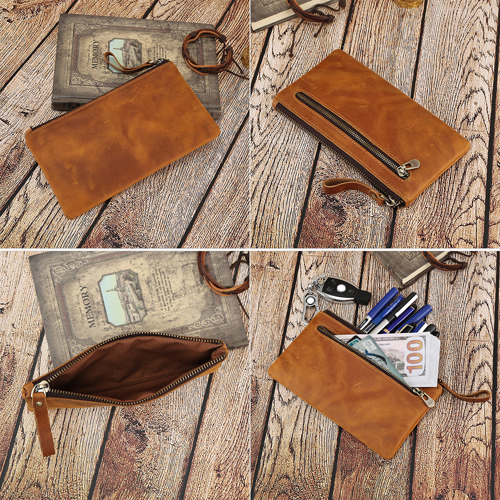 Real Crazy Horse Leather Unisex Coin Purse 