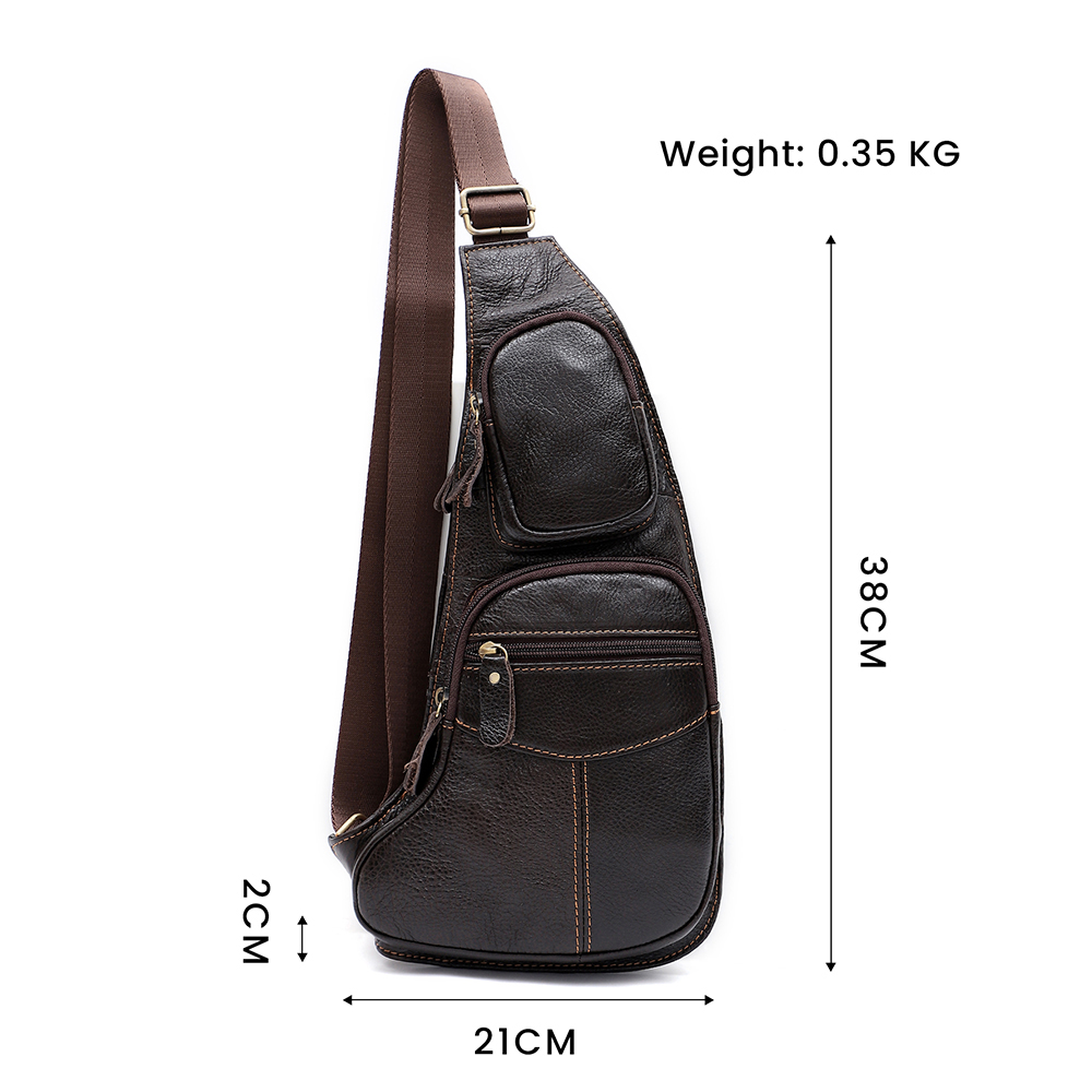 Luxury Genuine Cowhide Leather Chest Bag - Elegance Meets Utility