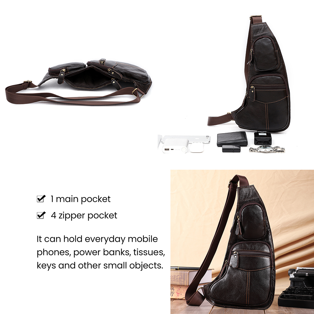 Luxury Genuine Cowhide Leather Chest Bag - Elegance Meets Utility