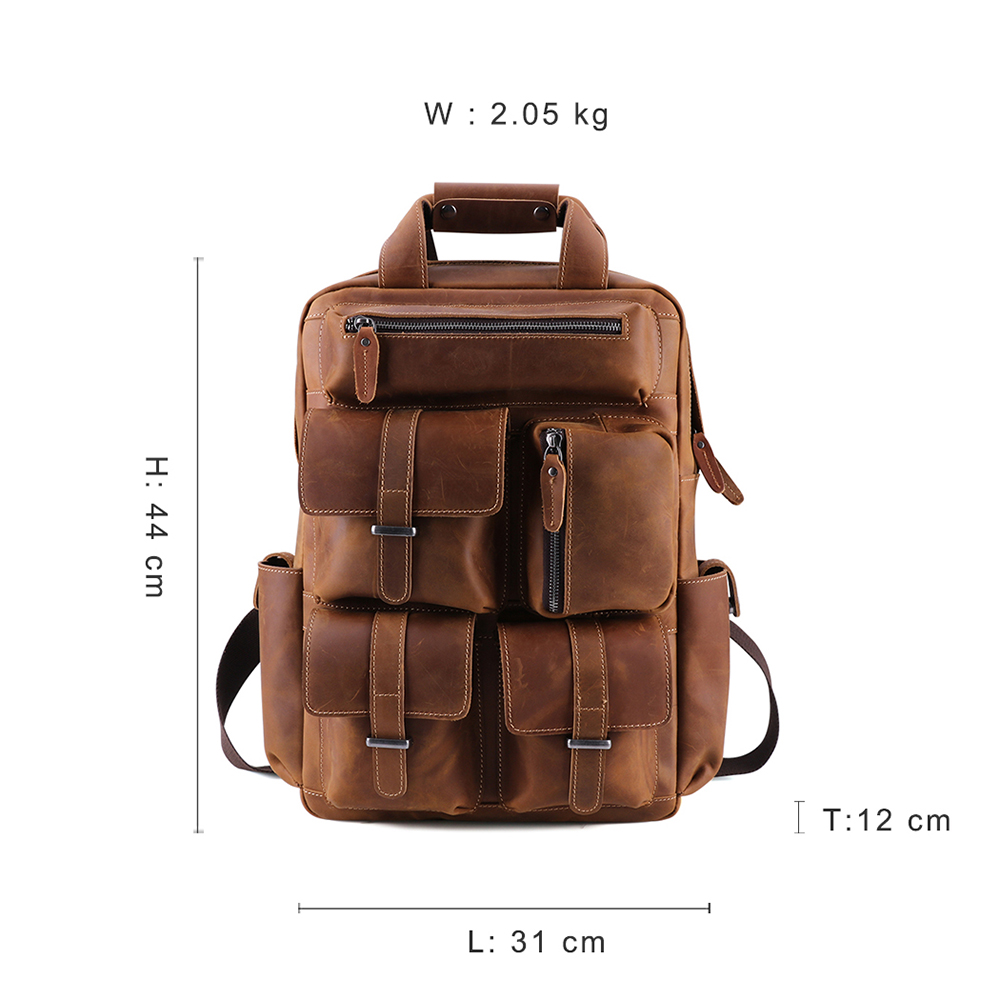Premium Genuine Cowhide Leather Backpack - Style and Function Combined