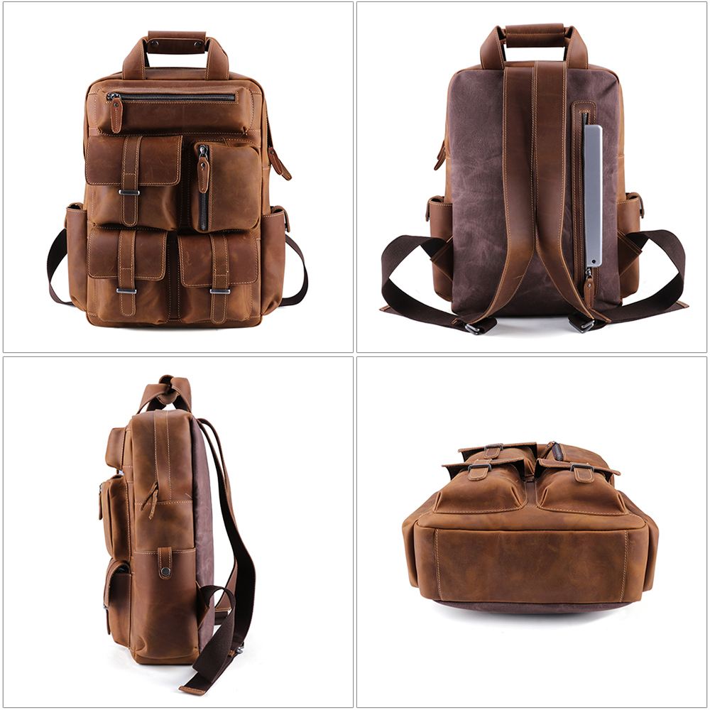 Premium Genuine Cowhide Leather Backpack - Style and Function Combined