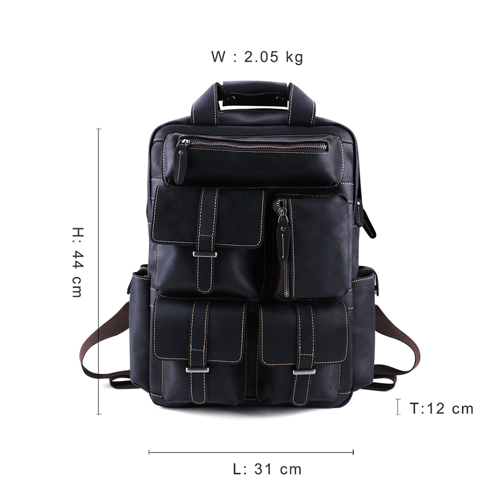 Premium Genuine Cowhide Leather Backpack - Style and Function Combined