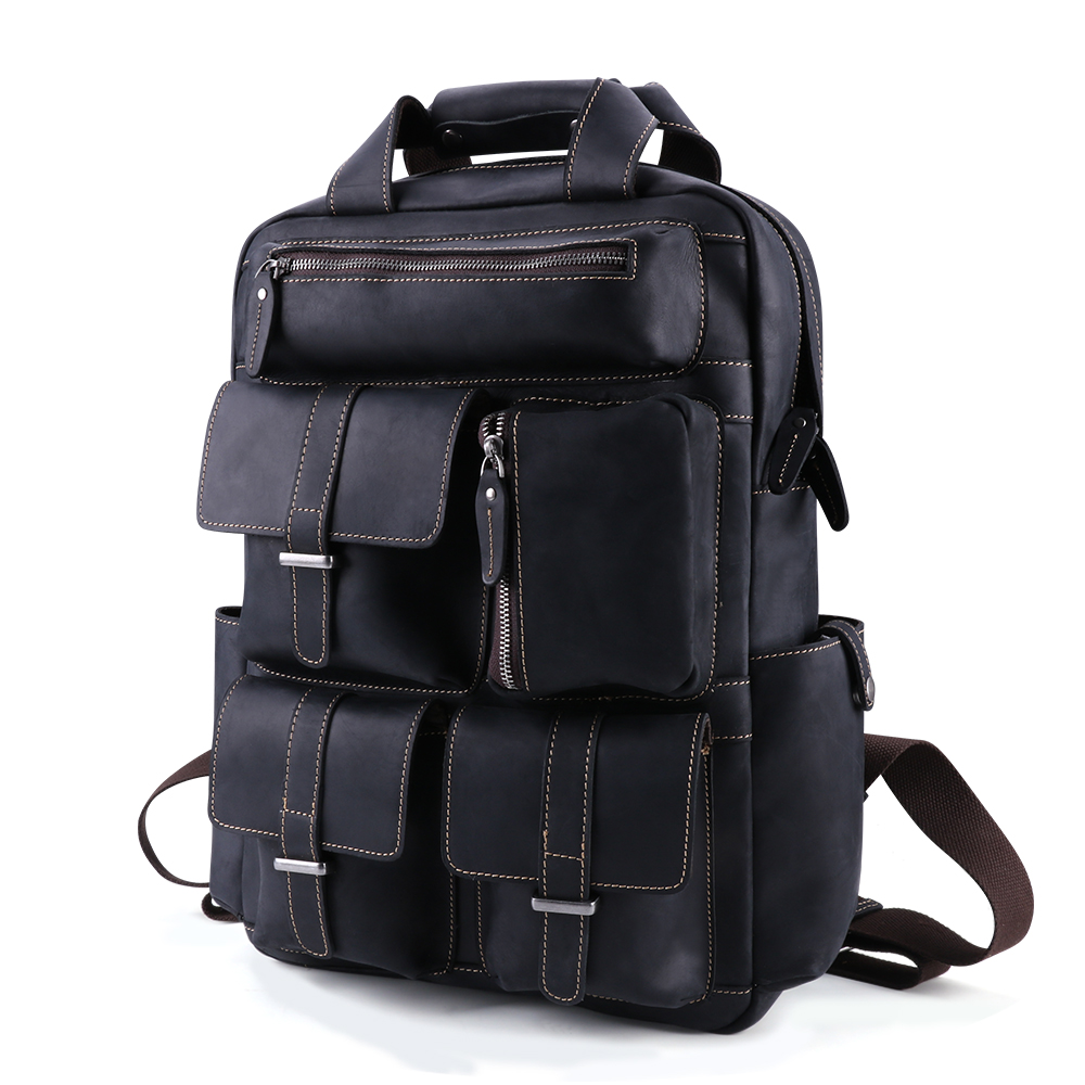 Premium Genuine Cowhide Leather Backpack - Style and Function Combined