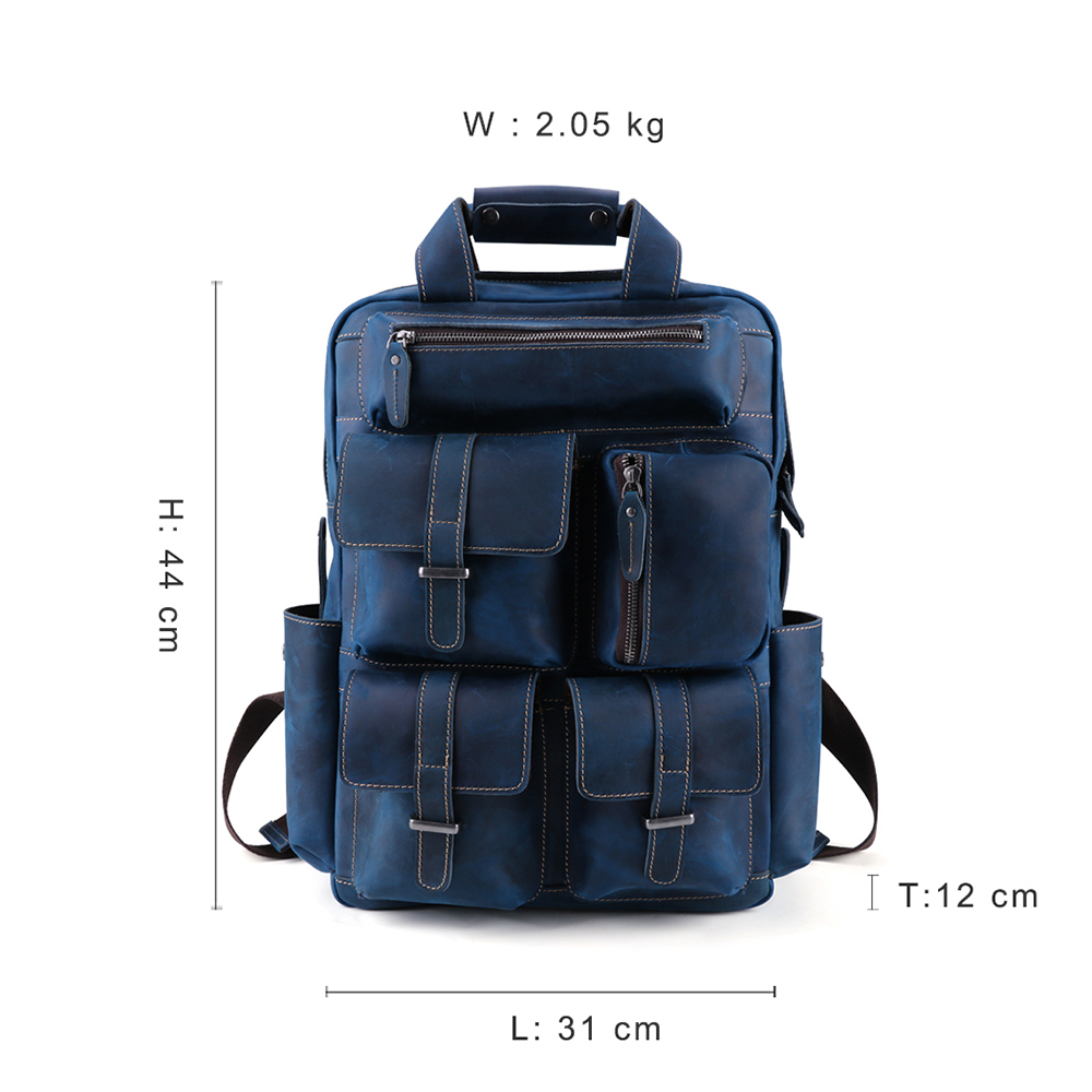 Premium Genuine Cowhide Leather Backpack - Style and Function Combined