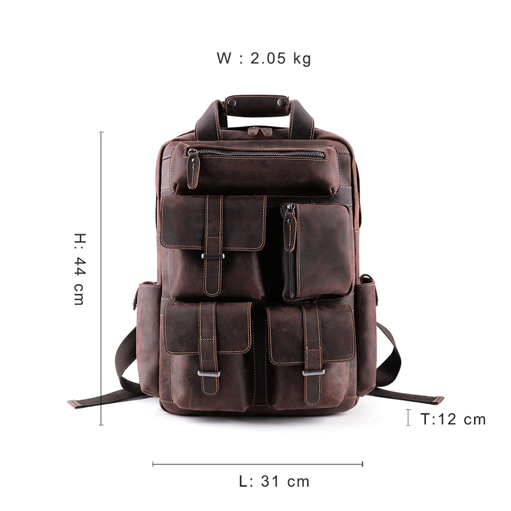 Premium Genuine Cowhide Leather Backpack - Style and Function Combined