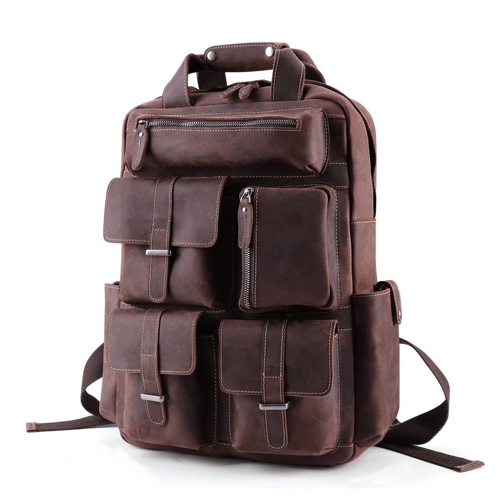 Premium Genuine Cowhide Leather Backpack - Style and Function Combined