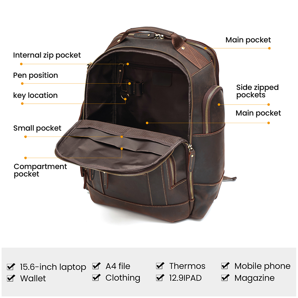 Luxury Genuine Cowhide Leather Backpack - Where Elegance Meets Practicality