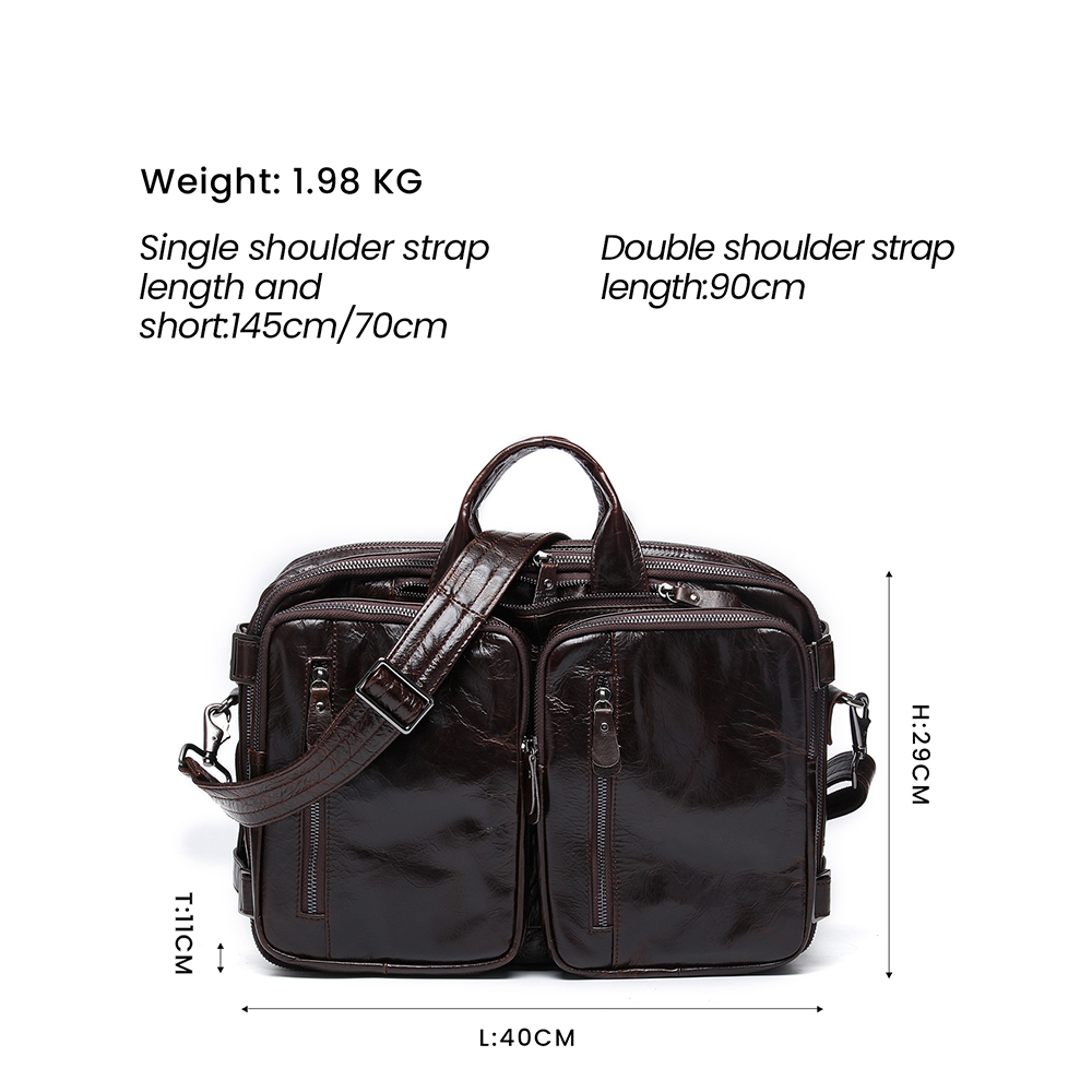 Premium Genuine Cowhide Leather Backpack - Timeless Elegance and Superior Functionality
