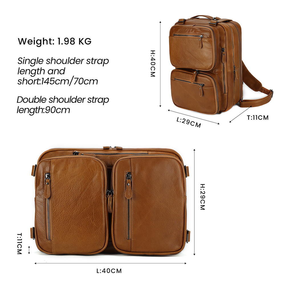 Premium Genuine Cowhide Leather Backpack - Timeless Elegance and Superior Functionality