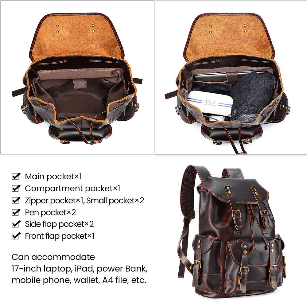 Exquisite Genuine Cowhide Leather Backpack - The Pinnacle of Luxury and Utility