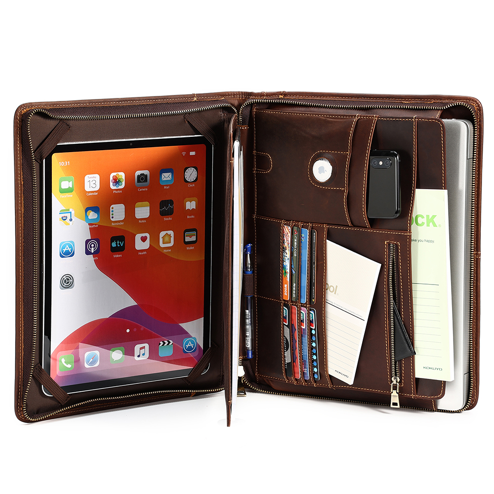 Luxury Genuine Cowhide Leather Padfolio - Professional Elegance and Superior Organization