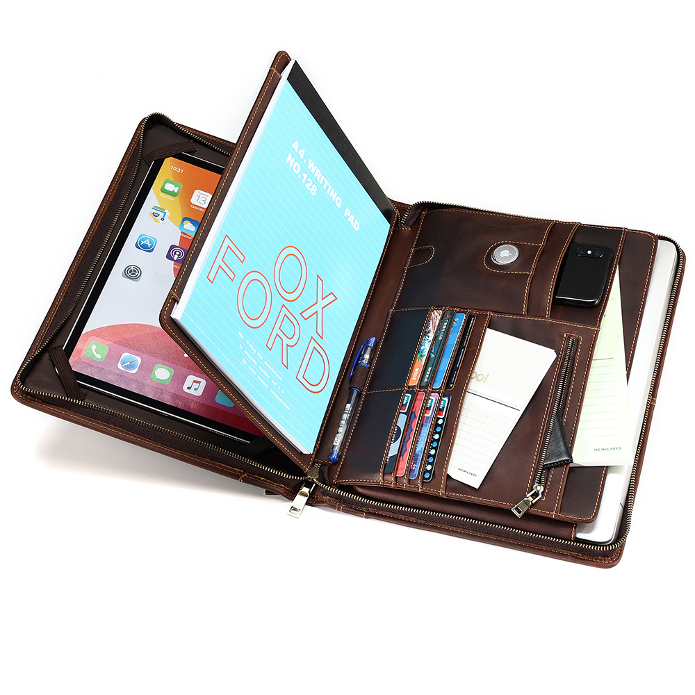 Luxury Genuine Cowhide Leather Padfolio - Professional Elegance and Superior Organization