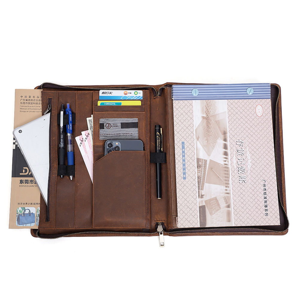 Luxury Genuine Cowhide Leather Padfolio - Professional Elegance and Superior Organization