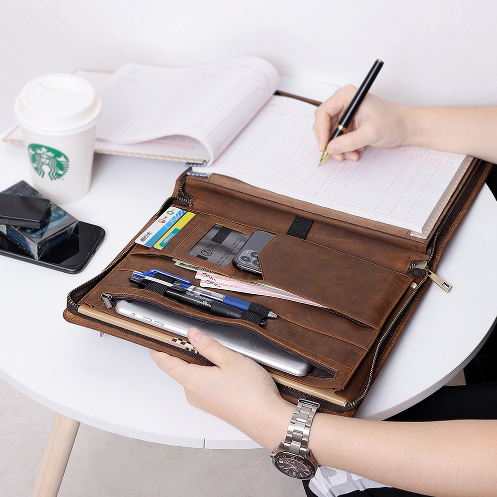 Luxury Genuine Cowhide Leather Padfolio - Professional Elegance and Superior Organization