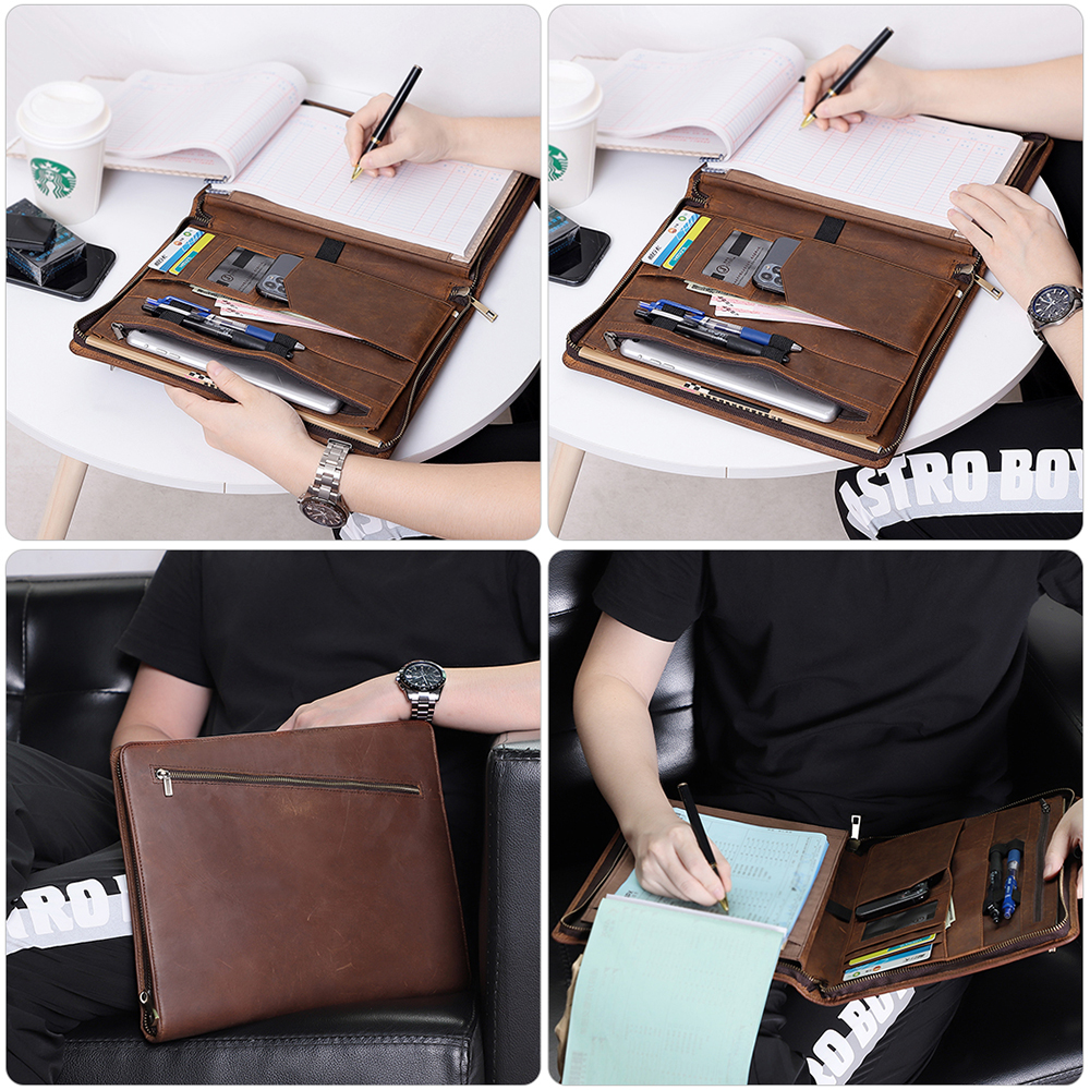 Luxury Genuine Cowhide Leather Padfolio - Professional Elegance and Superior Organization