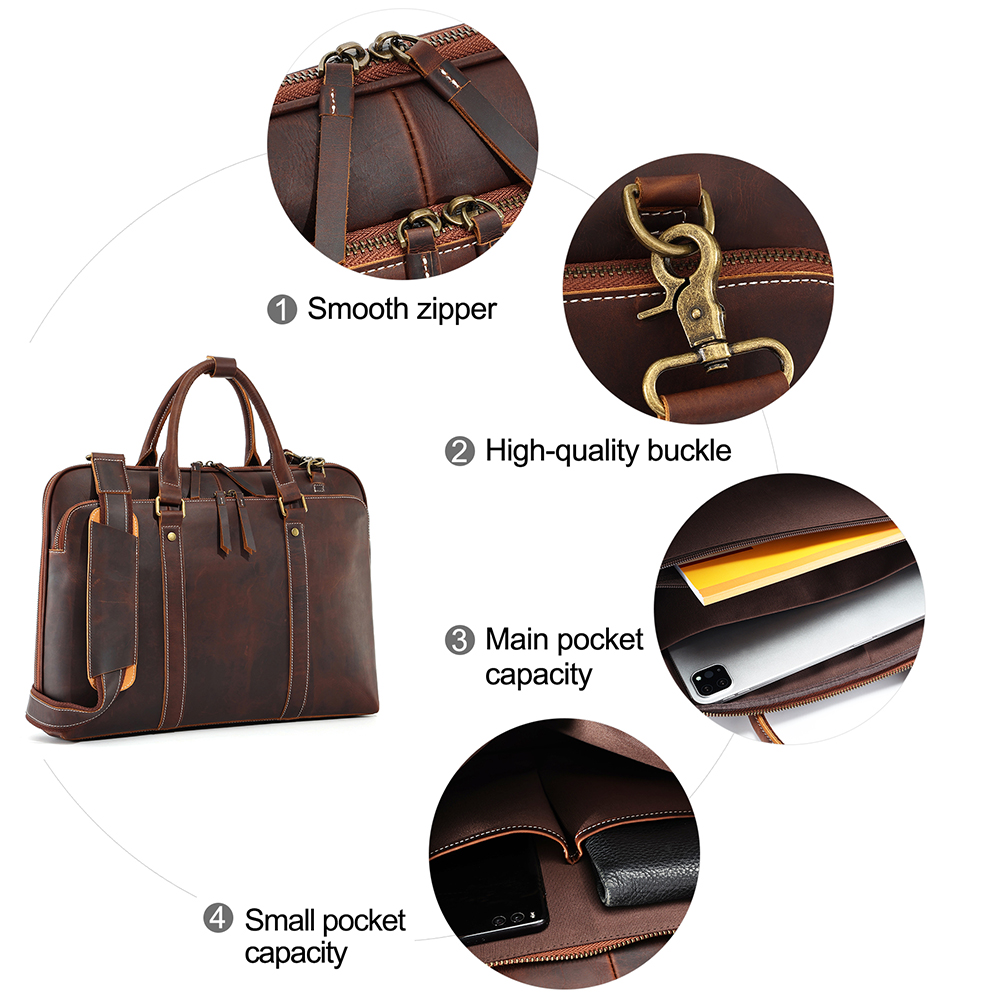 Elite Genuine Cowhide Leather Briefcase - The Ultimate in Luxury and Professionalism