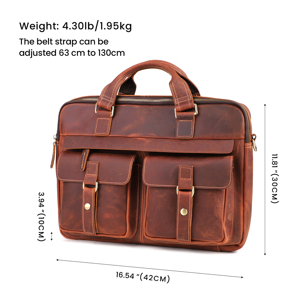 Top Quality Vintage Crazy Horse Leather Briefcase - Timeless Elegance and Robust Durability
