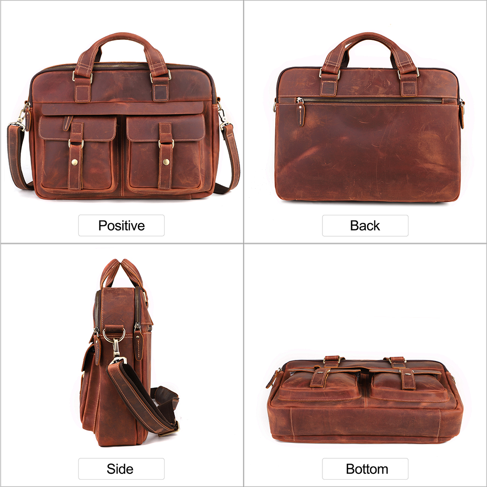 Top Quality Vintage Crazy Horse Leather Briefcase - Timeless Elegance and Robust Durability