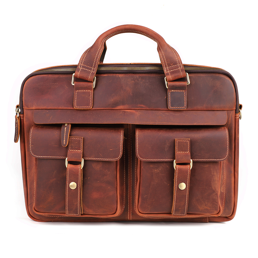 Top Quality Vintage Crazy Horse Leather Briefcase - Timeless Elegance and Robust Durability