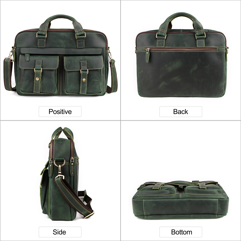 Top Quality Vintage Crazy Horse Leather Briefcase - Timeless Elegance and Robust Durability