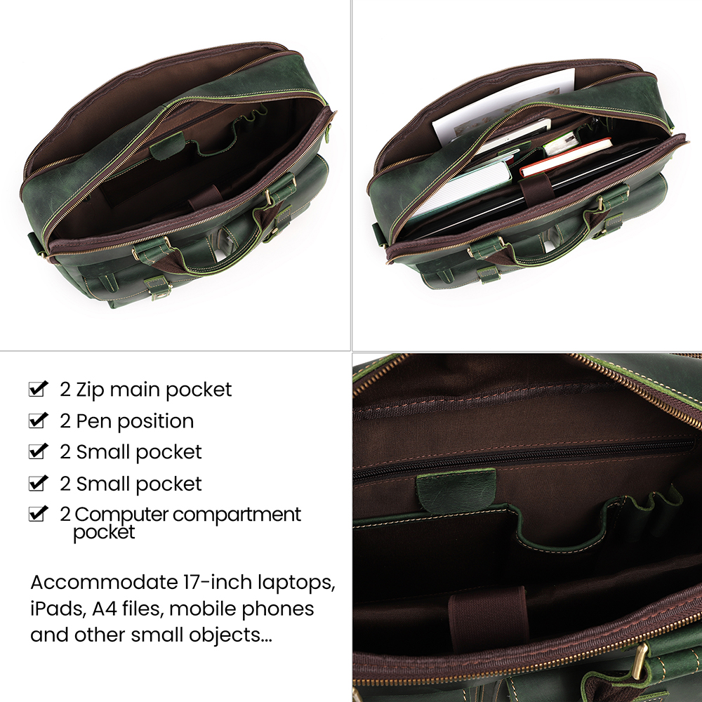 Top Quality Vintage Crazy Horse Leather Briefcase - Timeless Elegance and Robust Durability