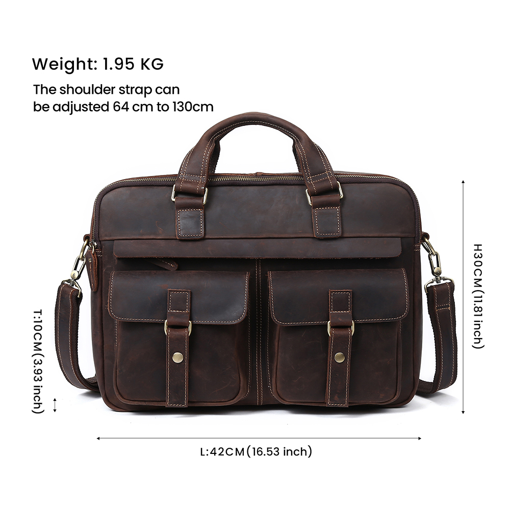 Top Quality Vintage Crazy Horse Leather Briefcase - Timeless Elegance and Robust Durability