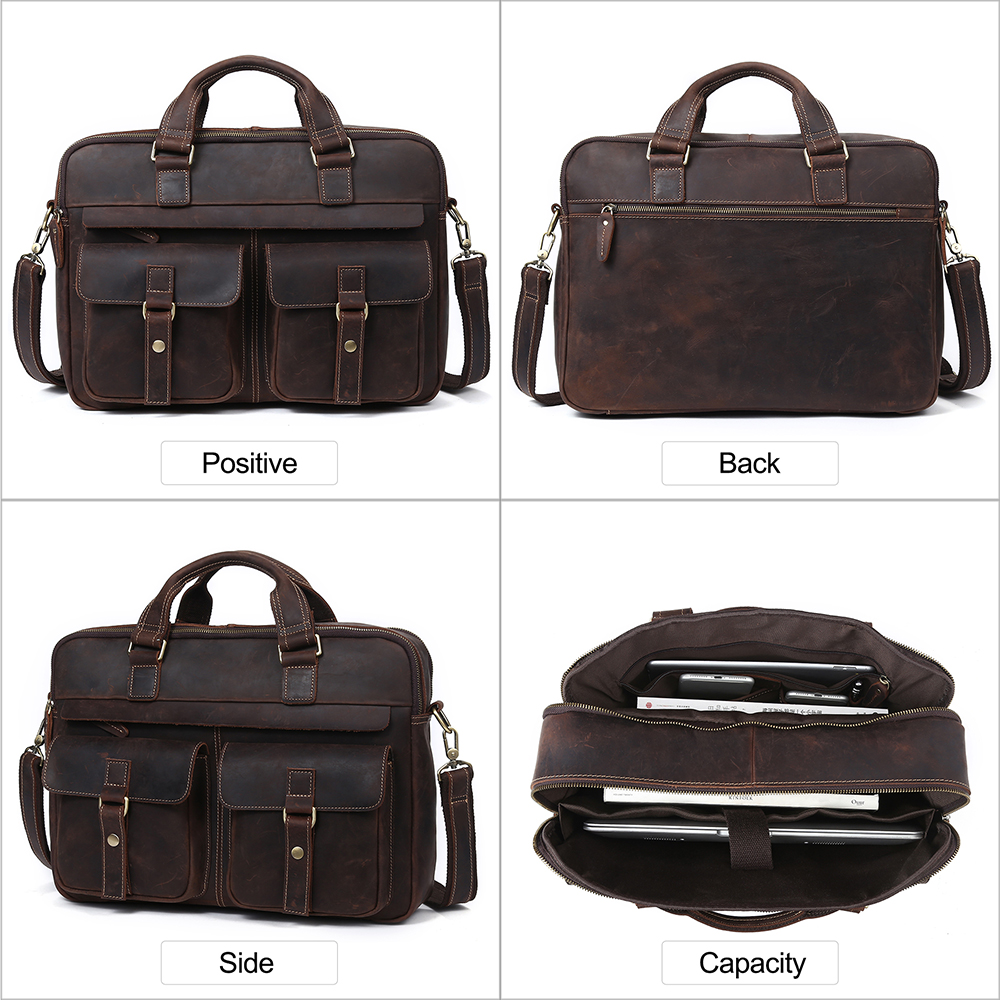 Top Quality Vintage Crazy Horse Leather Briefcase - Timeless Elegance and Robust Durability